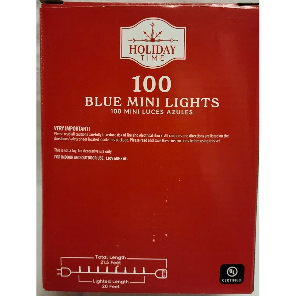 4 Box Holiday Time 100ct Mini Blue String Light 20ft Green Cord Christmas Easter